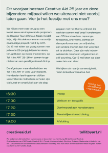 25 jaar Creative Aid, uitnodiging achterzijde